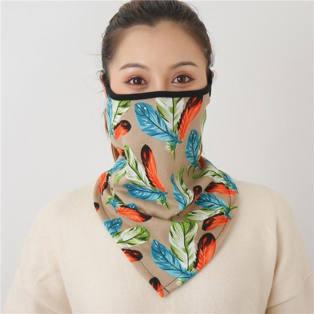 Women Print Face Scarf Winter Spring Mask Female Bandana Designer Warm Foulard Cotton Soft Neck Scarves Ring Wraps Cover 2020