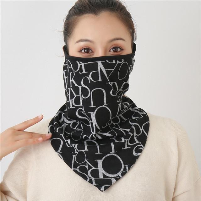 Women Print Face Scarf Winter Spring Mask Female Bandana Designer Warm Foulard Cotton Soft Neck Scarves Ring Wraps Cover 2020