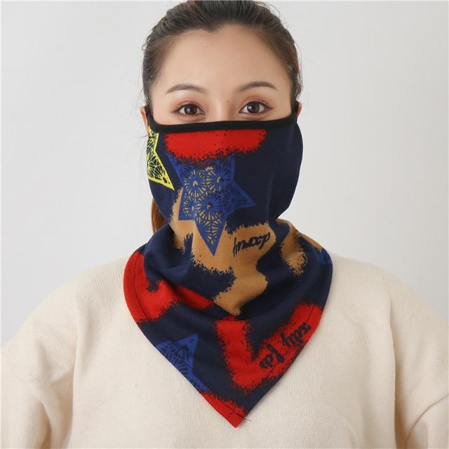 Women Print Face Scarf Winter Spring Mask Female Bandana Designer Warm Foulard Cotton Soft Neck Scarves Ring Wraps Cover 2020