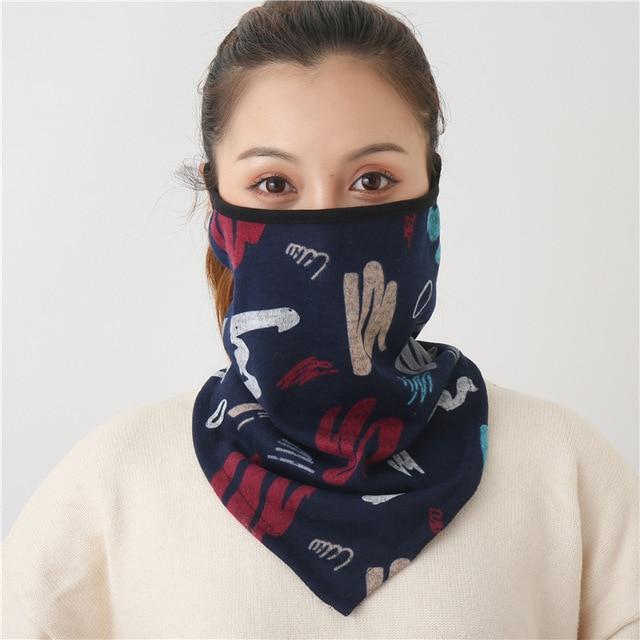 Women Print Face Scarf Winter Spring Mask Female Bandana Designer Warm Foulard Cotton Soft Neck Scarves Ring Wraps Cover 2020