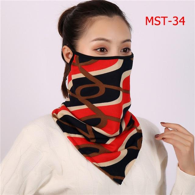Women Print Face Scarf Winter Spring Mask Female Bandana Designer Warm Foulard Cotton Soft Neck Scarves Ring Wraps Cover 2020