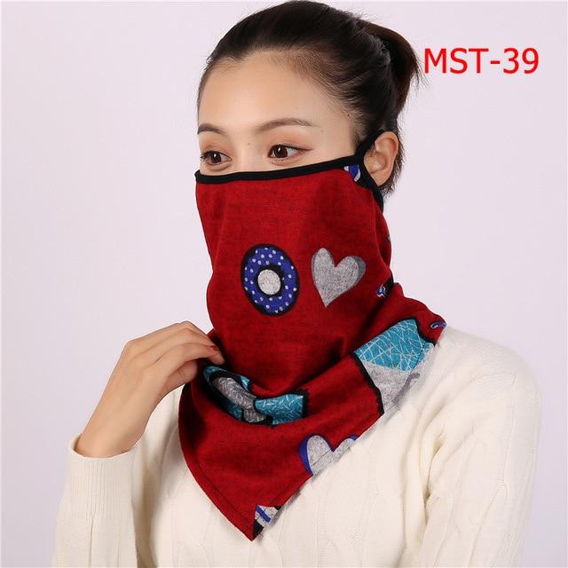 Women Print Face Scarf Winter Spring Mask Female Bandana Designer Warm Foulard Cotton Soft Neck Scarves Ring Wraps Cover 2020