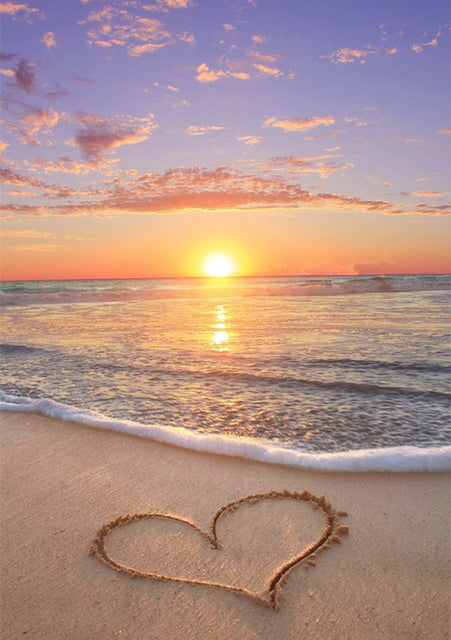 5D Diamond Painting Sunset/Love Beach DIY Round Full Diamond Embroidery Kit Landscape Home Decoration Crafts 30*40cm
