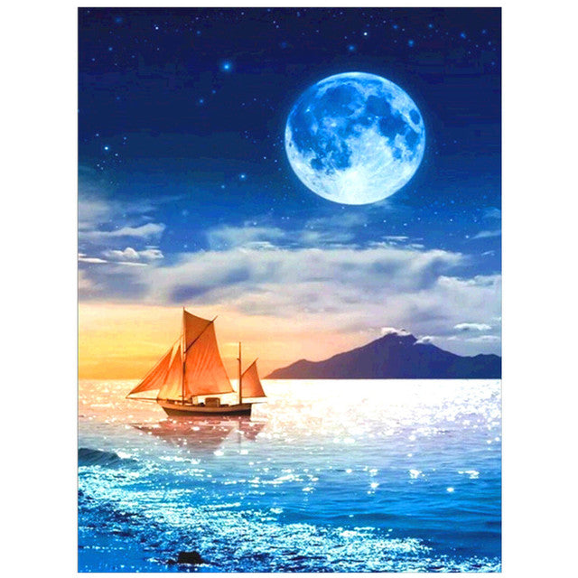 5D Diamond Painting Sunset/Love Beach DIY Round Full Diamond Embroidery Kit Landscape Home Decoration Crafts 30*40cm