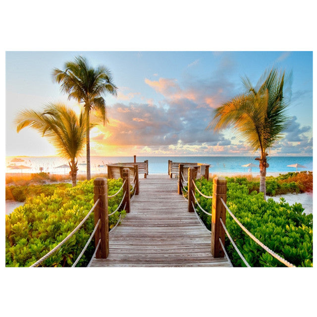 5D Diamond Painting Sunset/Love Beach DIY Round Full Diamond Embroidery Kit Landscape Home Decoration Crafts 30*40cm