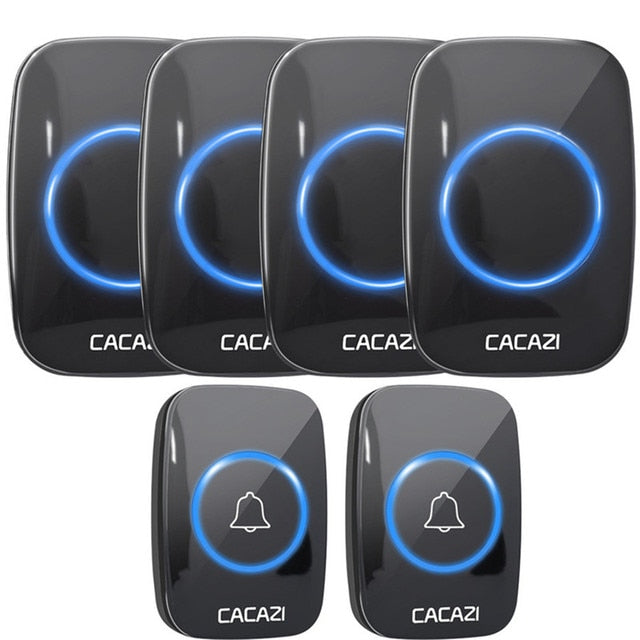 CACAZI 60 Chime 110DB 300M Wireless Doorbell Waterproof Remote EU AU UK US Plug Smart Door Bell Battery 1 Button 1 2 3 Receiver