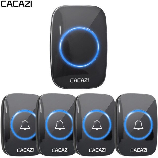 CACAZI 60 Chime 110DB 300M Wireless Doorbell Waterproof Remote EU AU UK US Plug Smart Door Bell Battery 1 Button 1 2 3 Receiver