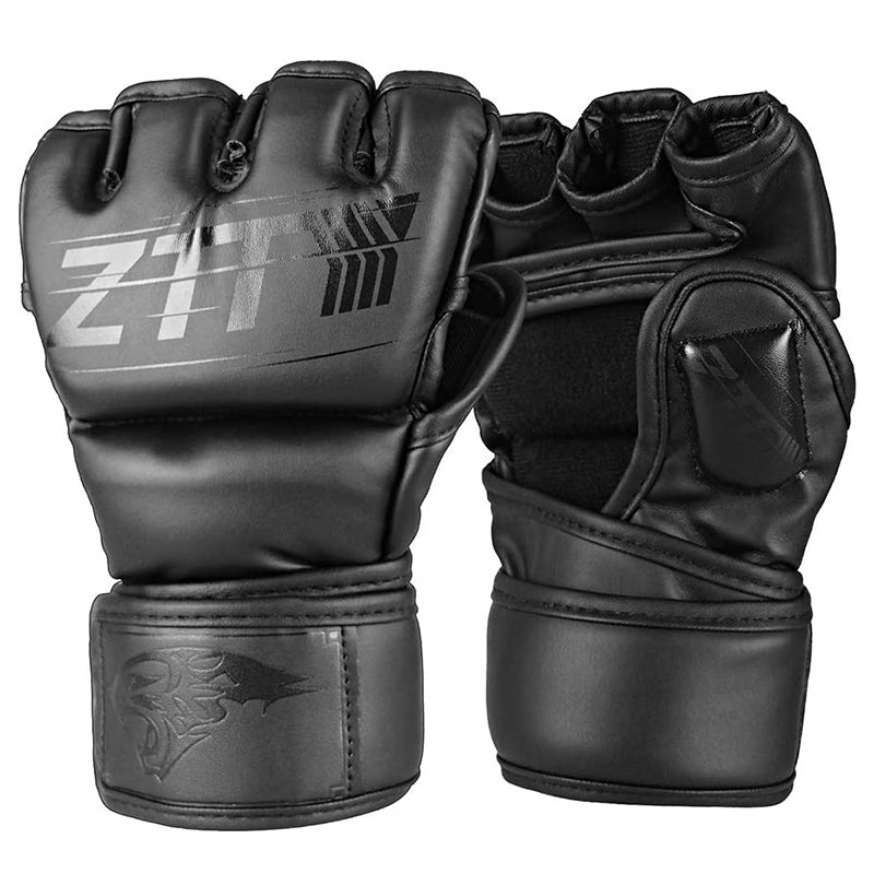 ZTTY Half Finger Boxing Gloves PU Leather MMA Fighting Kick Boxing Gloves Karate Muay Thai Training Workout Gloves Men