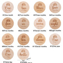 Wooden Baby Month Milestone Card Newborn Birth Month Birthday Milestone Wooden Teether Baby Kids Photography Props Toy