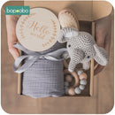 Bopoobo 1Set Bath Toys Set Kid Swaddle Wrap Baby Milestones Brush Rattle Bracelet Bibs Photography Supplies Birth Gift Product