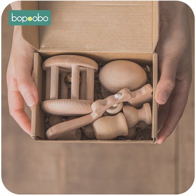 Bopoobo 1Set Bath Toys Set Kid Swaddle Wrap Baby Milestones Brush Rattle Bracelet Bibs Photography Supplies Birth Gift Product