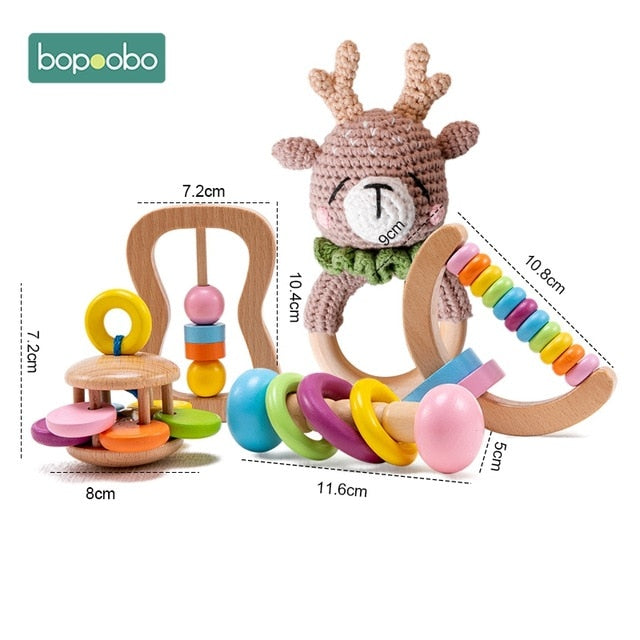 Bopoobo 1Set Bath Toys Set Kid Swaddle Wrap Baby Milestones Brush Rattle Bracelet Bibs Photography Supplies Birth Gift Product