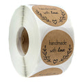 round"Handmade with love" Stickers seal labels roll sticker for Package decorate handmade sticker stationery supplies50-500pcs
