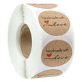 round"Handmade with love" Stickers seal labels roll sticker for Package decorate handmade sticker stationery supplies50-500pcs