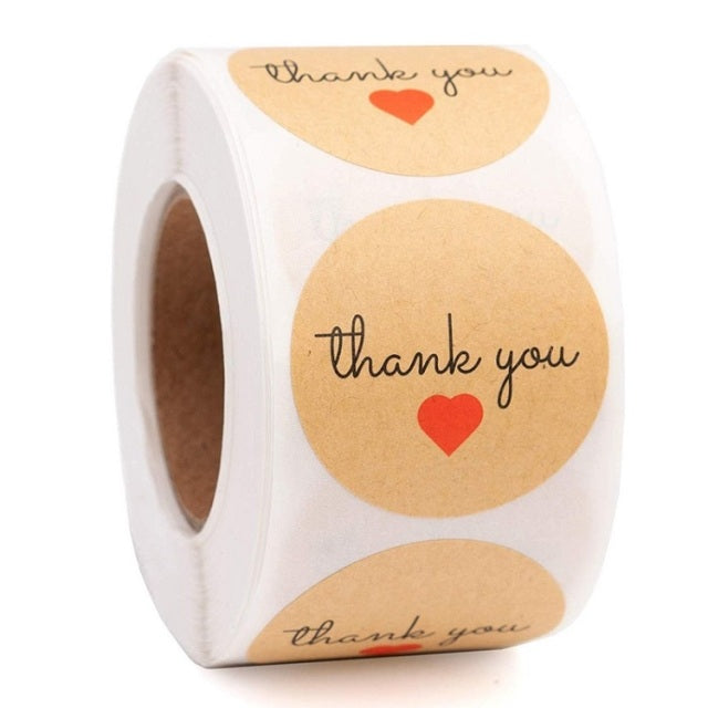 round"Handmade with love" Stickers seal labels roll sticker for Package decorate handmade sticker stationery supplies50-500pcs