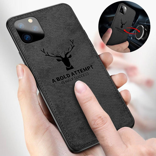 Magnetic Cloth Texture Deer Case for iPhone 12 11 Pro XS MAX XR X 6 7 8 Plus Built-in Magnet Soft TPU Back Cover
