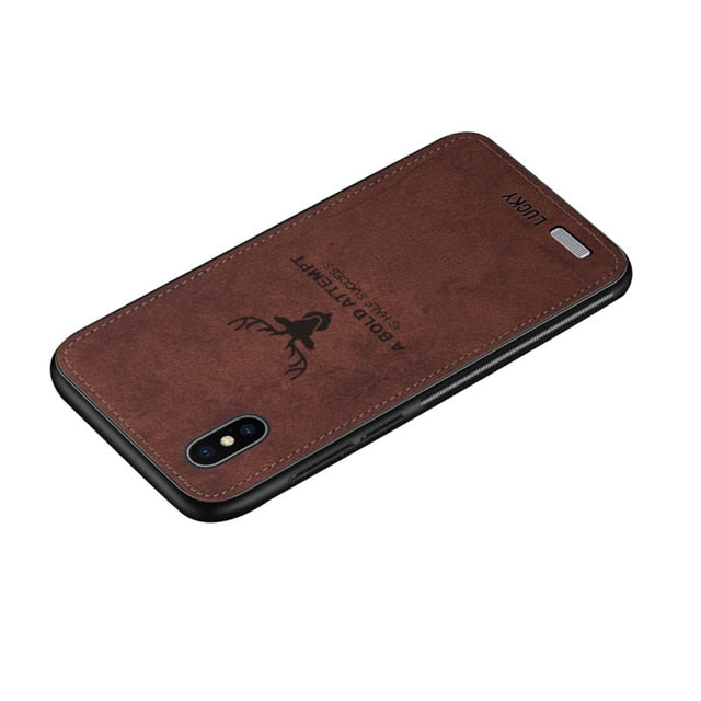 Magnetic Cloth Texture Deer Case for iPhone 12 11 Pro XS MAX XR X 6 7 8 Plus Built-in Magnet Soft TPU Back Cover