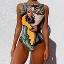 Sexy Print One Piece 2020 Swimsuit Closed Large Size Swimwear Push Up Women Flower Vintage Body Swim Beach Pool Bathing Suit