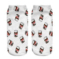 Women Funny Cute 3D Print Foods White Nutella Character Socks Unisex Happy Cartoon Donuts Biscuit Dessert Gift Sokken Dropship