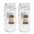 Women Funny Cute 3D Print Foods White Nutella Character Socks Unisex Happy Cartoon Donuts Biscuit Dessert Gift Sokken Dropship