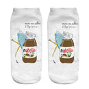 Women Funny Cute 3D Print Foods White Nutella Character Socks Unisex Happy Cartoon Donuts Biscuit Dessert Gift Sokken Dropship