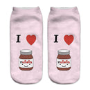 Women Funny Cute 3D Print Foods White Nutella Character Socks Unisex Happy Cartoon Donuts Biscuit Dessert Gift Sokken Dropship