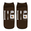 Women Funny Cute 3D Print Foods White Nutella Character Socks Unisex Happy Cartoon Donuts Biscuit Dessert Gift Sokken Dropship