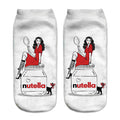 Women Funny Cute 3D Print Foods White Nutella Character Socks Unisex Happy Cartoon Donuts Biscuit Dessert Gift Sokken Dropship