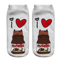 Women Funny Cute 3D Print Foods White Nutella Character Socks Unisex Happy Cartoon Donuts Biscuit Dessert Gift Sokken Dropship