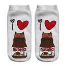 Women Funny Cute 3D Print Foods White Nutella Character Socks Unisex Happy Cartoon Donuts Biscuit Dessert Gift Sokken Dropship