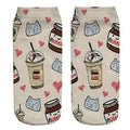 Women Funny Cute 3D Print Foods White Nutella Character Socks Unisex Happy Cartoon Donuts Biscuit Dessert Gift Sokken Dropship