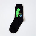 1 Pair Autumn Winter Women Cotton Socks Art Funny Alien Planet Creative Funny Cartoon Cat Breathable Socks Couple socks