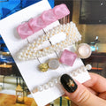 4pcs/set Women Hair Accessories Jewelry Korean Simulation Pearl Barrette Love Hearts Hair Clips For Girls Pink Hairpins 2020 New
