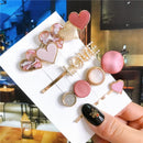4pcs/set Women Hair Accessories Jewelry Korean Simulation Pearl Barrette Love Hearts Hair Clips For Girls Pink Hairpins 2020 New