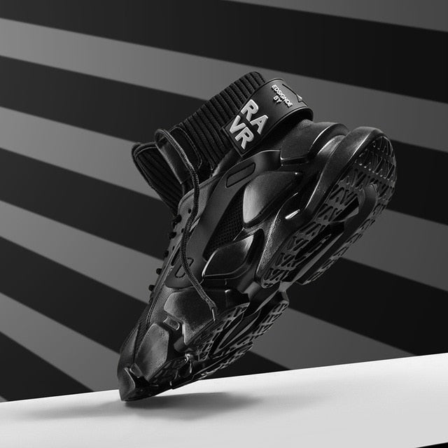 Chunky High-top Men's Sneakers Heighten Fashion Men Casual Shoes Autumn 2020 New Plus Size White Sneakers Damping Tennis Shoes