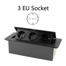 Desktop Socket Table Outlet 2 3 DE EU FR Socket With USB Charging Slow Pop Up Black Silver Aluminum Alloy Cover For Meeting Room
