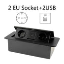 Desktop Socket Table Outlet 2 3 DE EU FR Socket With USB Charging Slow Pop Up Black Silver Aluminum Alloy Cover For Meeting Room