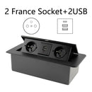 Desktop Socket Table Outlet 2 3 DE EU FR Socket With USB Charging Slow Pop Up Black Silver Aluminum Alloy Cover For Meeting Room