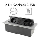 Desktop Socket Table Outlet 2 3 DE EU FR Socket With USB Charging Slow Pop Up Black Silver Aluminum Alloy Cover For Meeting Room