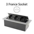 Desktop Socket Table Outlet 2 3 DE EU FR Socket With USB Charging Slow Pop Up Black Silver Aluminum Alloy Cover For Meeting Room