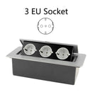 Desktop Socket Table Outlet 2 3 DE EU FR Socket With USB Charging Slow Pop Up Black Silver Aluminum Alloy Cover For Meeting Room