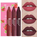 3pcs Matte Velvet Lipstick Set Delicate Smooth Waterproof  Non-stick Cup No Fading Air Lipstick Lasting Lip Makeup TSLM1