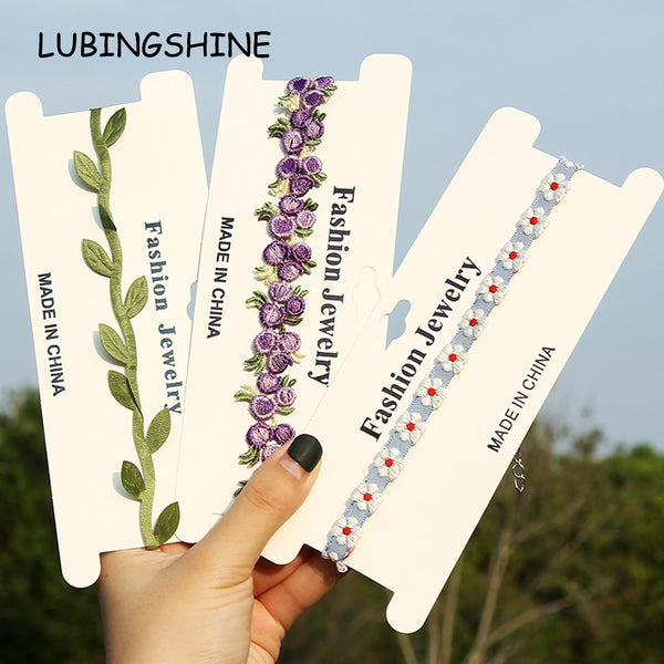 Korea Boho Flower Charms Chian Necklace Choker for Women Girl Harajuku Collars Cute Daisy Fabric Lace Jewelry