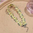 Korea Boho Flower Charms Chian Necklace Choker for Women Girl Harajuku Collars Cute Daisy Fabric Lace Jewelry