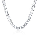 AGLOVER New 925 Sterling Silver 16/18/20/22/24 Inch 8MM Side Chain Necklace For Woman Man Fashion Charm Jewelry Gift