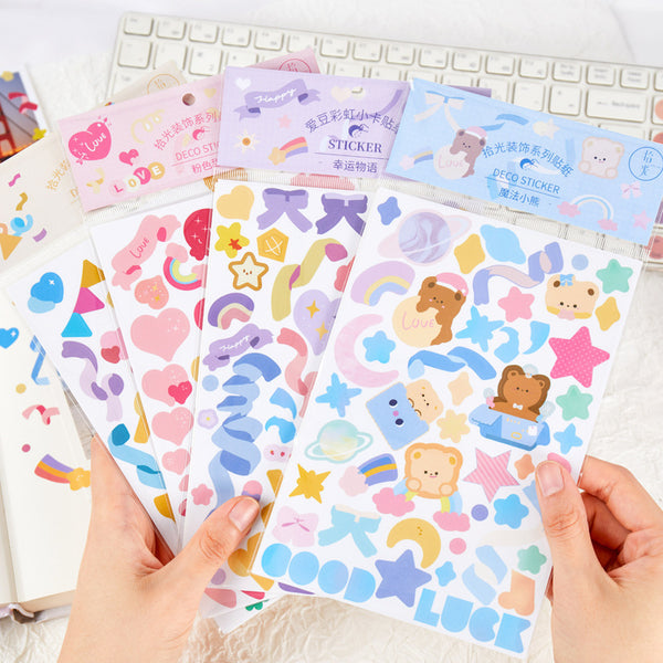 Mohamm 1PC Glossy Ribon Series Stickers Decoration Scrapbooking Paper Creative Stationary School Supplie
