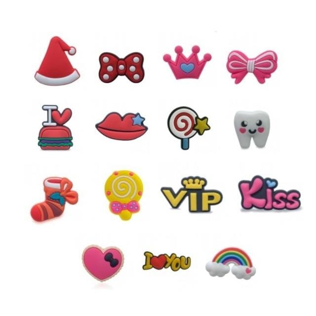 6-24pcs/Lot PVC Animal jIBZ Crystal Croc Charms Flowers Coffee Jibits Croc Shoe Charms Decorations Medical Accessories Kids Gift