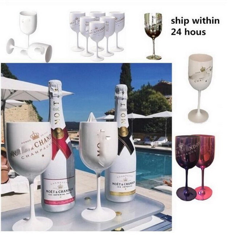 Wine Party Champagne Coupes Glass Cocktail Glass Champagne Flutes Plating Wine Cup Goblet Electroplated Plastic Cups one piece