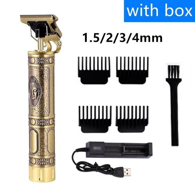 USB Rechargeable Hair Trimmer Electric Cordless Skeleton Hair Clipper Shaver Trimmer Men Barber Hair Cutting Machine 0mm Razor