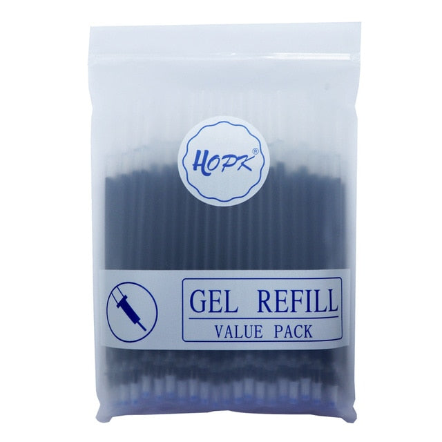 100Pcs/Lot Office Gel Pen Refill Set 0.5mm/0.38mm Blue Black Red ink Rod Bullet/Needle Tip Pen Refill School Writing Stationery